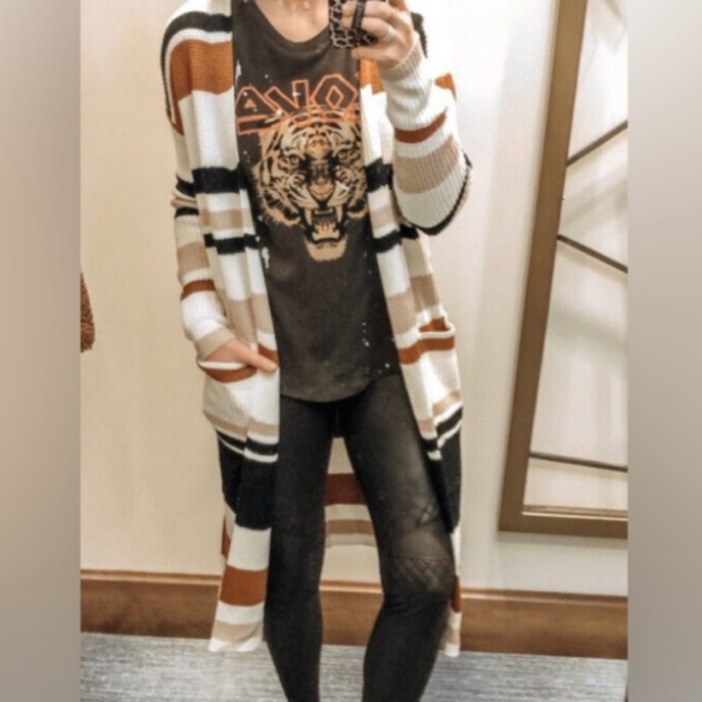 ALLISON JOY STRIPED DUSTER CARDIGAN SWEATER